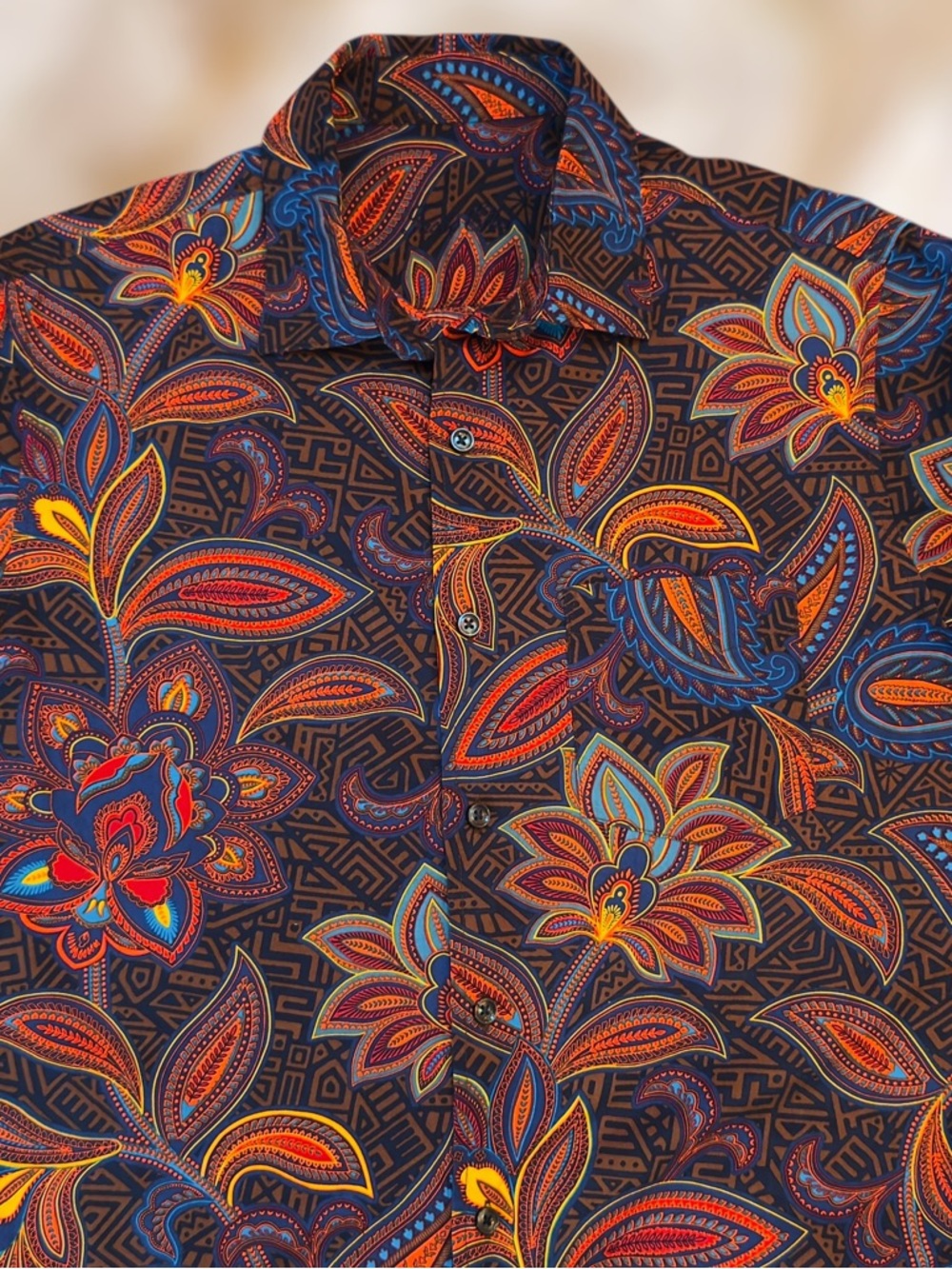 ✨Tasso Elba✨ Vibrant Paisley & Floral Print Button-Front Shirt